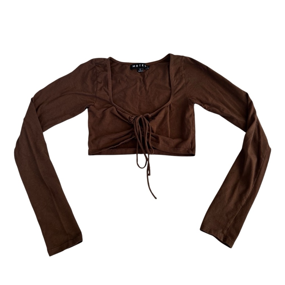 Motel front tie cut out open front crop top